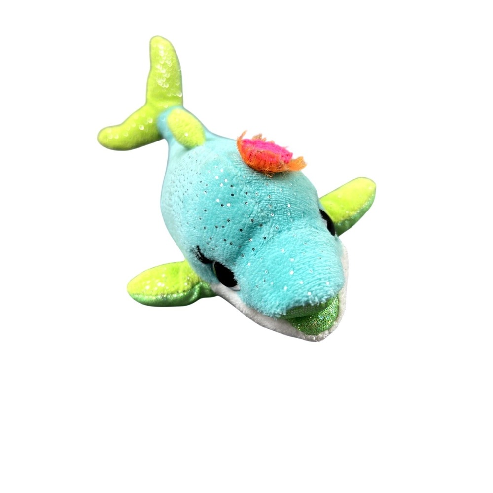 First & Main Daphne Dolphin Plush No. 6133 Blue Green Sparkle‎ Stuffed Animal 8"